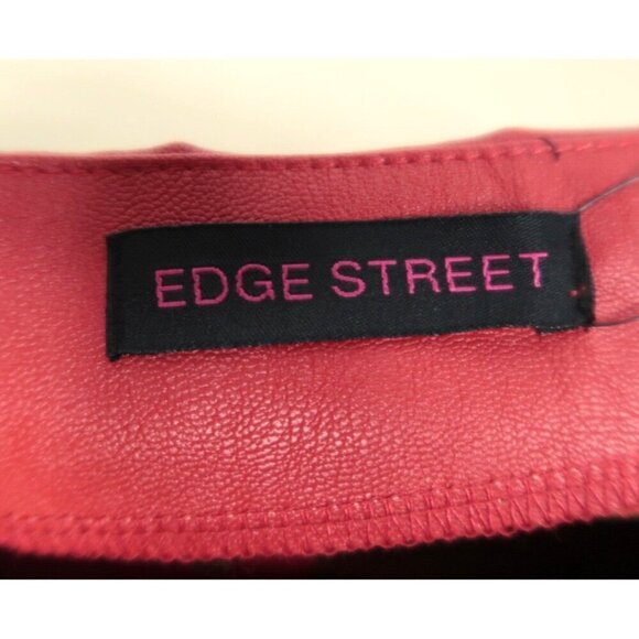 NWT Edge Street Red Faux Leather Mini Skirt Zippers Lace Up Vegan Women's XS - Picture 8 of 8
